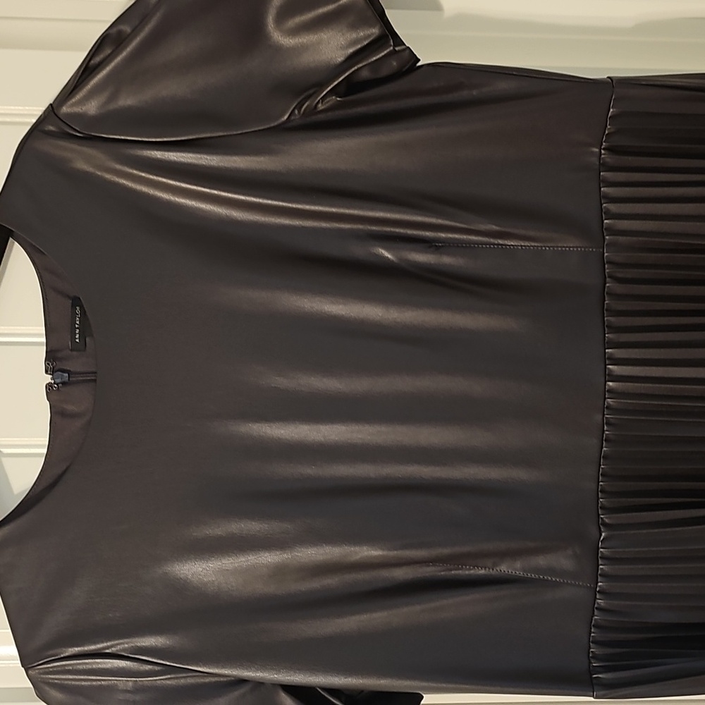 Ann Taylor Brown Faux Leather Midi Dress - Picture 2 of 4
